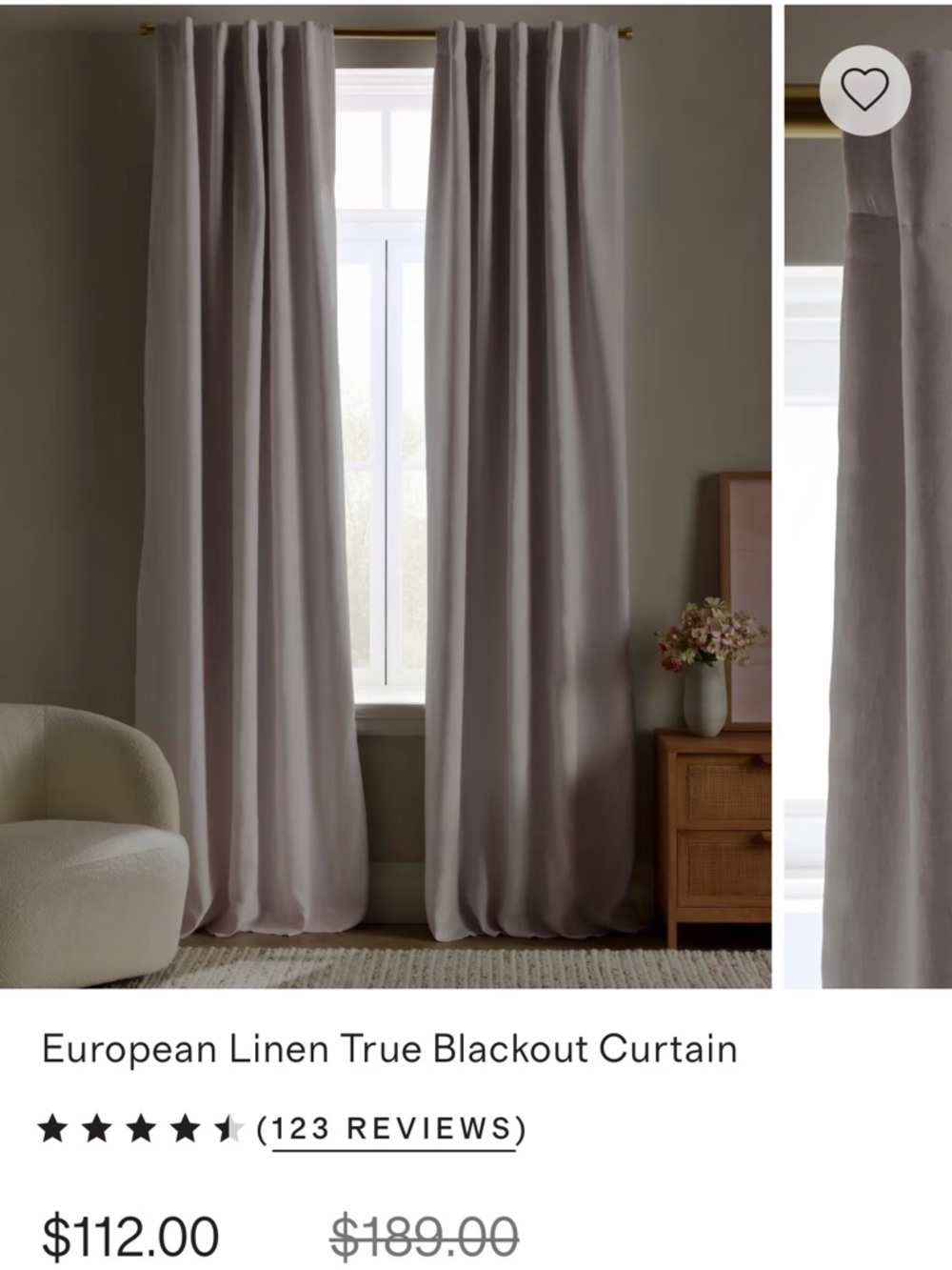 Quince European Linen Blackout Curtain — Vintage Blush